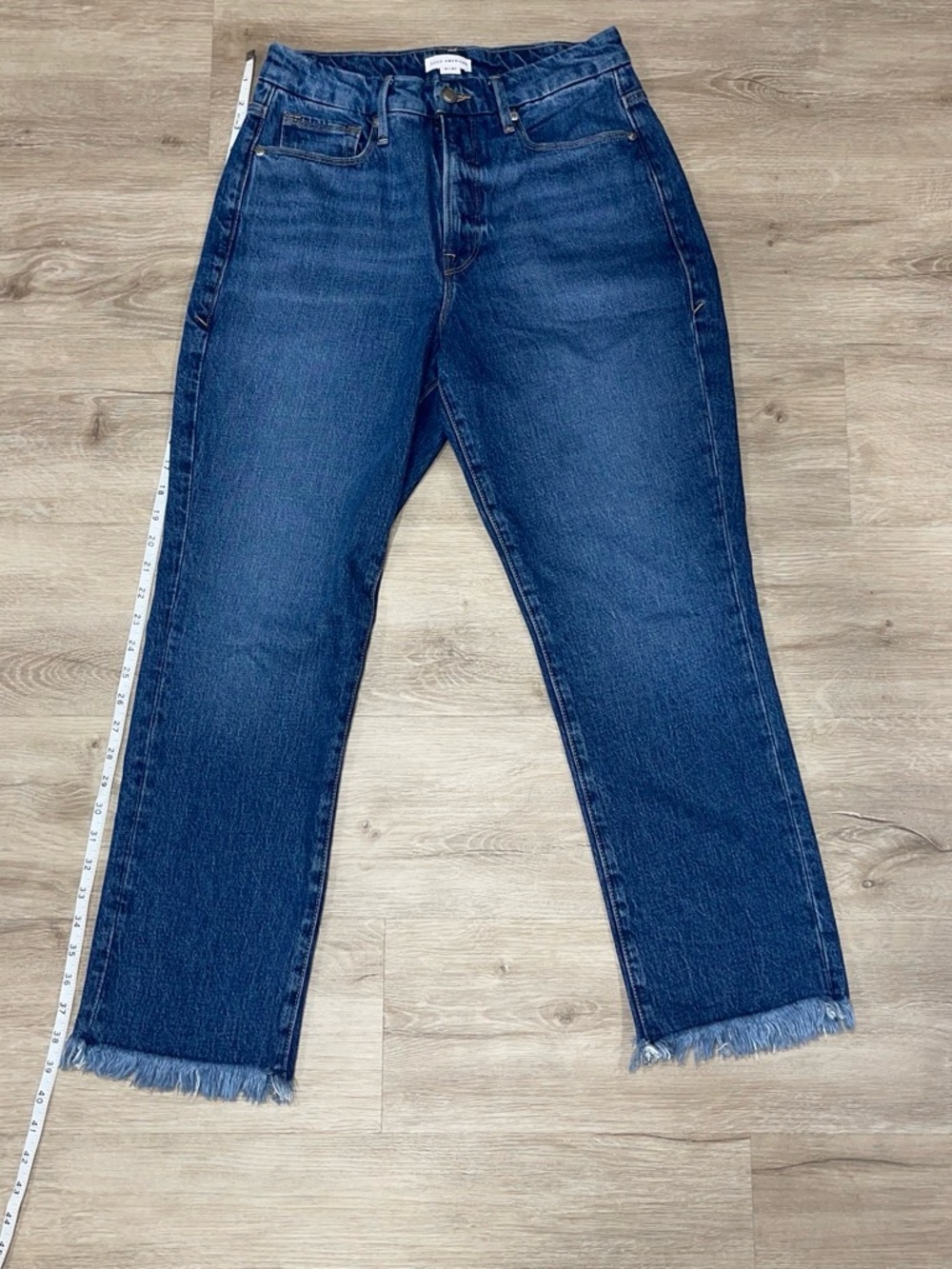 Good American High Rise Wide Straight Leg Raw Hem Jeans Size 4/27 - Picture 4 of 6